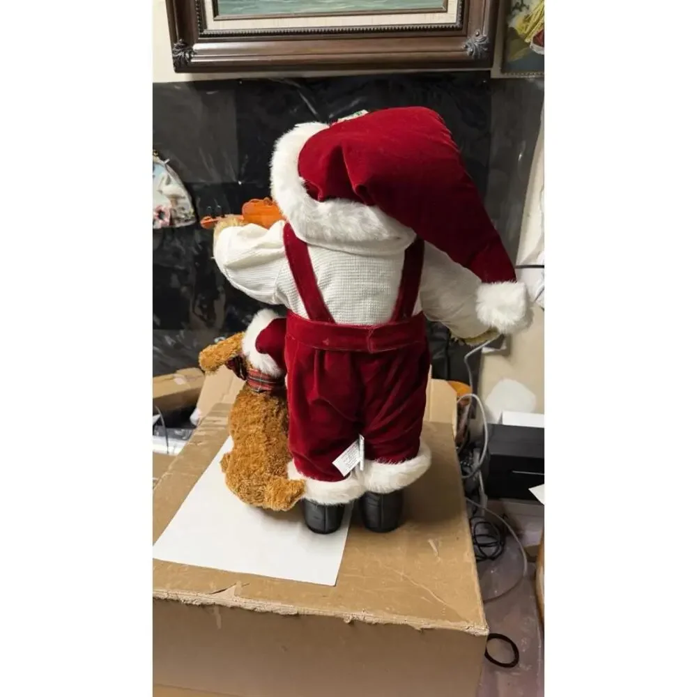 Holiday Elegance Christmas Bear Couple 22” Plush Figurines w Dogs Decor‎